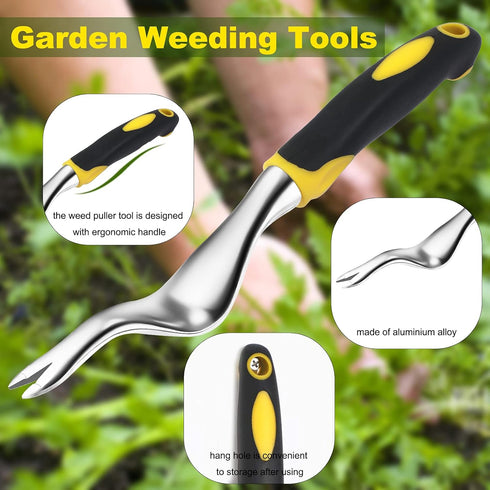 Garden Weeder Hand Weeding Tool Weed Removal Stainless Steel Handle Weed Deep Digger Grass Lawn Trimming Remover Forked Puller for Weeds Eradicate...