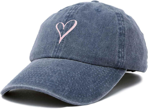 Hand Drawn Heart Hat Womens Embroidered Baseball Cap...