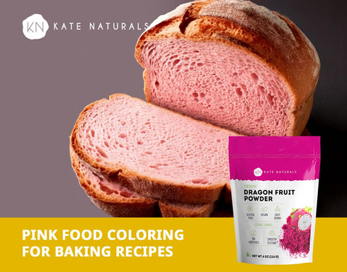 Kate Naturals Dragon Fruit Powder for Baking & Drinks (4oz). Vegan, Gluten Free Dried Pink Pitaya Powder for Dragonfruit Syrup, Smoothies & Food C...