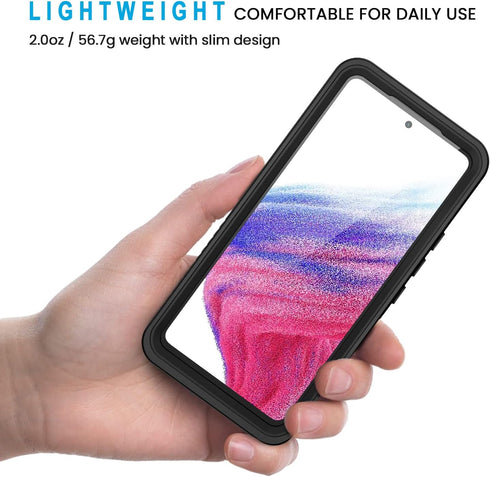 Lanhiem Samsung Galaxy A53 5G Case, IP68 Waterproof Dustproof Case with Built-in Screen Protector, Rugged Full Body Shockproof Phone Cover for Sam...