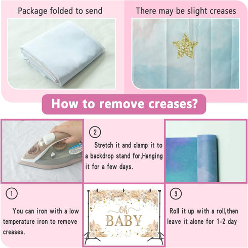 DASHAN 7x5ft Polyester Baby Shower Backdrop Welcome Our Little Princess Silver Crown Pink Photography Background for Newborn Baby Shower Baby Girl...