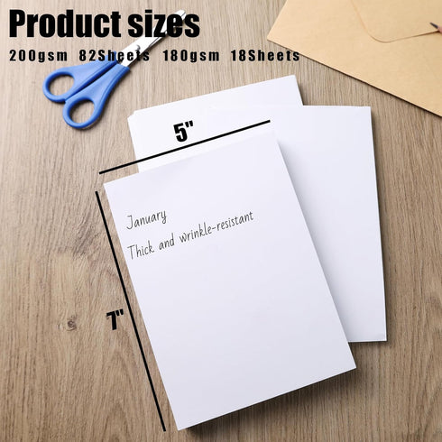 Koogel 100 Sheets Craft Cardstock, 5 x 7inch Cardstock Paper White Cardstock for Kids Art Crafts Card Invitation Making Scrapbooking...