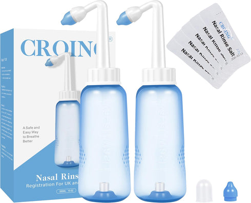 ?????????? ?????????? 2 Neti Pots with 40 Salt Packs for Nasal Irrigation, Nasal Rinse Bottle for Relieves Nasal Congestion and Irritation, All Na...