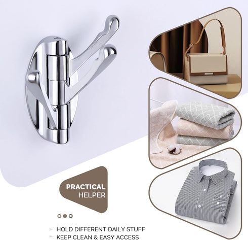 Angle Simple Towel Hook Chrome 2 PCS, Metal Swivel Folding Bathroom Hook, Hand Towel Holder, Heavy Duty Clothes Robe Hook for Bathroom Wall Mount...