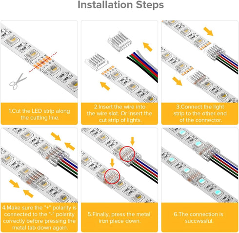 BTF-LIGHTING SMD 5 Pin 12mm 0.47in Width Transparent Connector Kit 8pcs Corner Connector 4pcs Gapless Solderless Connector 4pcs 5.9in Long 22AWG E...