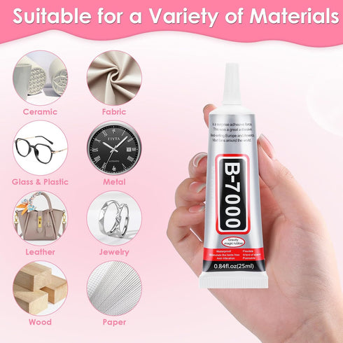 B-7000 Jewelry Glue Clear, 4 PCS 25ML Rhinestone Adhesive B7000 Glue Crafting Clear Glue with Precision Tip for Paper Crafts Card Making Jewelry S...