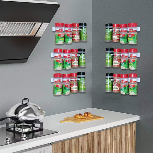 Plastic Kitchen Spice Rack Organizer 20 Spice Gripper Clip Strips Cabinet Door for Spice Containers - 4 Strips, Holds 20 Jars...