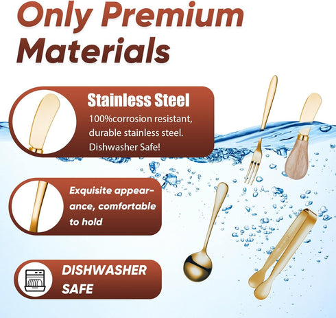 14 Pieces Cheese Butter Spreader Knives Set Charcuterie Accessories Stainless Steel Spreader Knives with Wooden Handles Charcuterie Boards Utensil...