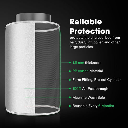 VIVOSUN 8 Inch Prefilter for 8" Carbon Filter, White, 17.72" Long...