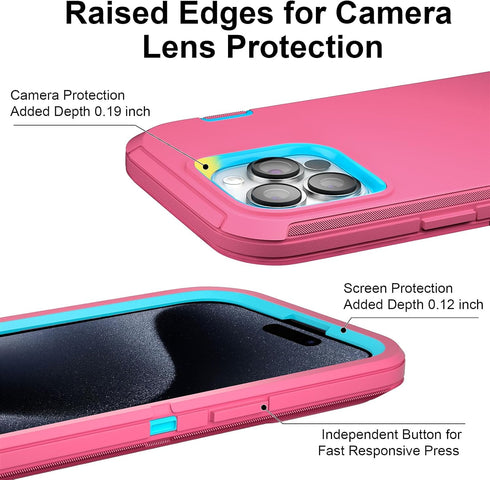 GYJ Case for iPhone 15 Pro Max Case 6.7" with 2 Screen Protector, Full Body Heavy Duty Military Grade Cover, Shockproof Drop-Proof Protective Phon...