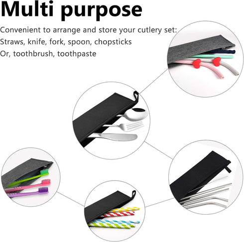 Aosbos Chopstick Carrying Case without Chopsticks, Reusable Chopsticks Bag, Chopsticks Sleeve, Travel Utensil Set Pouch for Metal, Bamboo, Stainle...