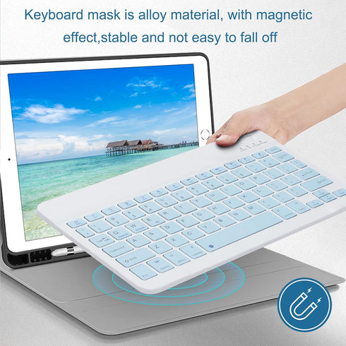 Wireless Bluetooth Keyboard and Mouse Mice Set Dual Rechargeable (Blue)...