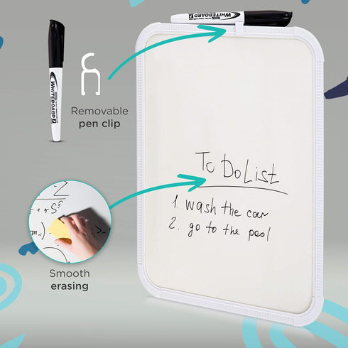8.5" X 11" Dry Erase Board with Marker Sturdy Frame Mount Horizontally or Vertically Helps You to get Organised Perfect for Home or Office (Pack o...