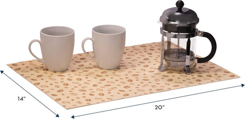 S&T INC. Coffee Mat, Absorbent Coffee Bar Mat for Coffee Maker and Espresso Machine, Coffee Maker Mat for Countertops, Coffee Beans Print, 14 in. ...