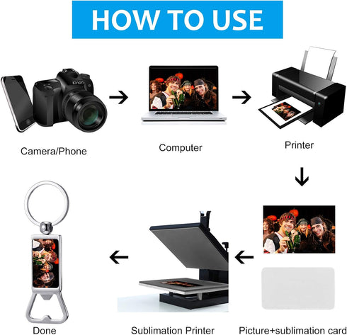 6 Pieces Sublimation Blanks Keychains Metal Bottle Opener Blank Key Rings Aluminum Heat Transfer Rectangle Sublimation Keychains for Man Custom Pe...