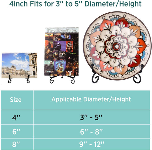 Teamkio Improved Anti-Slip Plate Holder Display Stand, Picture Frame Holder Stand, Easel Display Stand, Book Display Stand (4inch 4pack)...