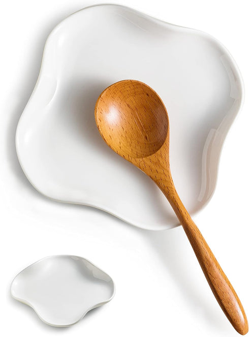 Spoon Rest, Spoon Holder for Stove Top, Farmhouse kitchen Decor Spoon Rack Cooking Holder for Multiple Utensils, White, Ruffled Edge...
