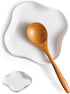 Spoon Rest, Spoon Holder for Stove Top, Farmhouse kitchen Decor Spoon Rack Cooking Holder for Multiple Utensils, White, Ruffled Edge...