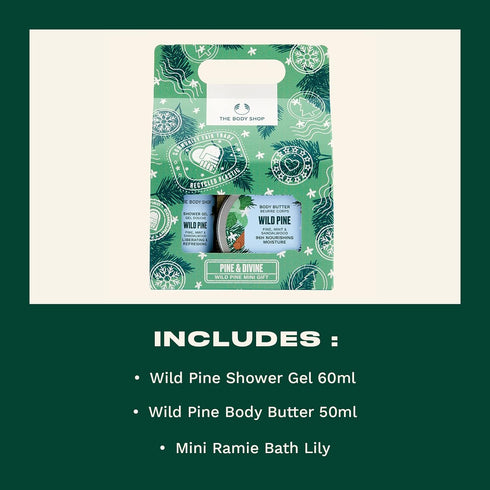 The Body Shop Pine & Divine Wild Pine Mini Gift Set – Invigorating Pine Scented Holiday Skincare Kit – Vegan – 3 Items...