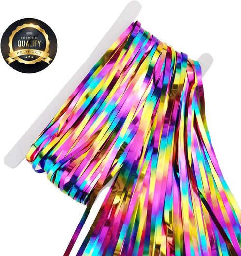 2 Packs Rainbow Party Decorations, Rainbow Foil Fringe Curtain Neon Backdrop Metallic Tinsel Photo Booth Props for Birthday Gay Pride Day Bachelor...