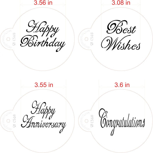 Designer Stencils Script Celebration Cake Stencils Set, Beige/Semi-Transparent...