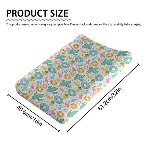 Summer Cactus Changing Pad Cover, Summer Beach Prints Baby Nursery Diaper Changing Table Pad Cover, Unisex Summer Pattern Diaper Changing Sheet fo...