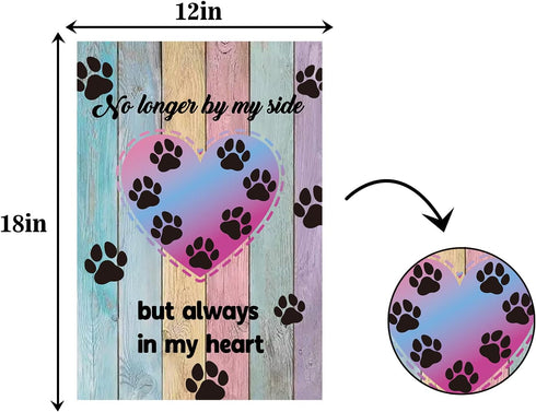 No Longer By My Side But Always In My Heart Garden Flag - Paw Print Coloful Wooden Board Garden Banner - Pet Memory Lawn Sign Yard Flag - Dog Cat ...