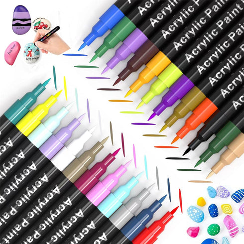 Acrylic Paint Pens for Rock Painting,Set of 24 Extra Fine Point Non-toxic Acrylic Paint Pen Paint Markers for Stone,Ceramic,Glass,Wood,Canvas,Fabr...