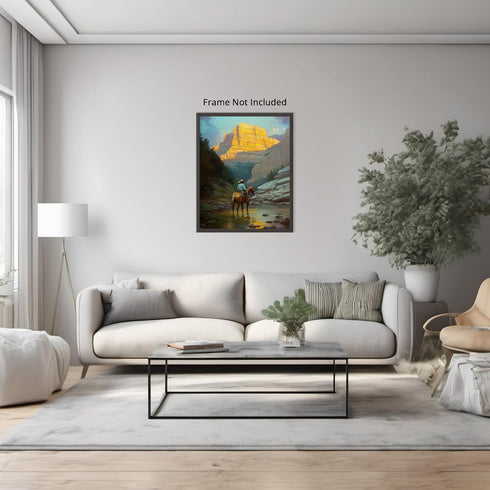 Posterizer 1 pcs-vibrant painting style art-cowboy on horse in the wild 5-Western Art-Men's Art Collection-Living Room Bedroom Decor- unframed wal...