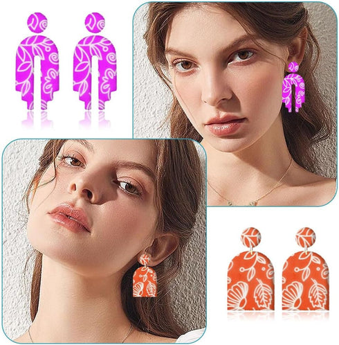 CREATCABIN Flower Silk Screen for Polymer Clay Reusable Silkscreen Printing Working with Clay Earrings Polymer Screen Print on Clay Stencil Tools ...