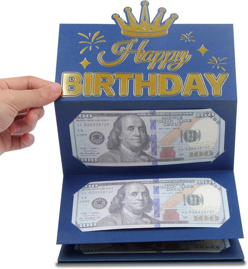 HOMANGA Birthday Money Envelope for Cash Gifts, Surprise Cash Envelope for Men Women Kids, Birthday Gift Card for Men Women Girls Boys, Blue Gold ...