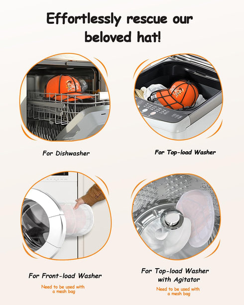 XQXA Hat Washer Cage - No Assembly Needed Hat Cleaner | Perfect Fit for Adult and Kids Hats | Ideal for Baseball Caps | Safe for Dishwasher and Wa...