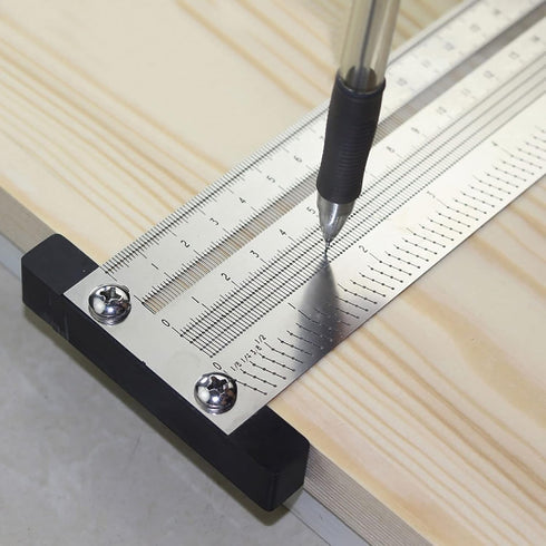 T Type Marking Ruler Hole Ruler Woodworking Marking Scribing Line Ruler Carpenter Line Gauge Measuring Tool (8 inches)...