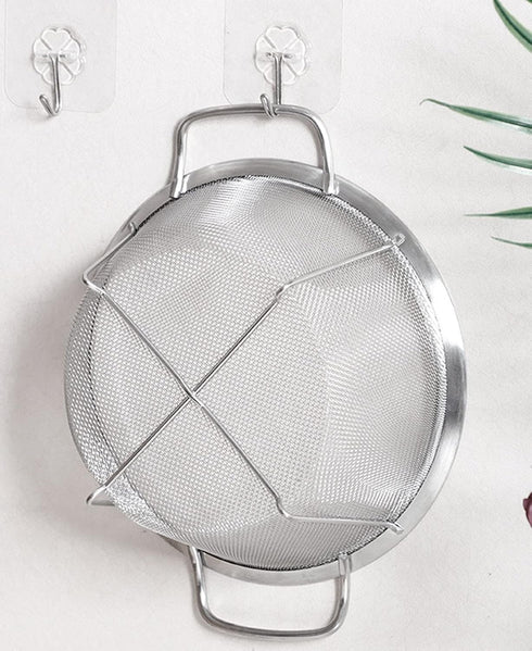 Stainless Steel Mesh Colander Strainer Basket, 2.5 Quart Fine Mesh Net Colander with Heavy Duty Handles & Wide Rim & Resting Feet for Strain, Drai...