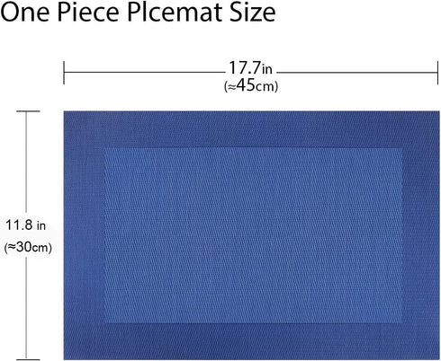 Vinyl Placemats Heat-Resistant Table Mats Washable Easy Clean Plastic Placemats for Dining Table Set of 4 (Blue)...