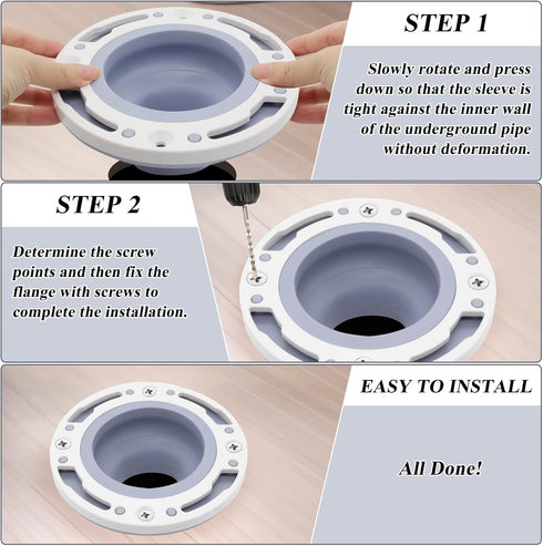 Toilet Flange Repair Kit Fits for 4 Inch 5 Inch or Special 3 Inch Drain Pipe, Universal Toilet Flange for Toilet Repair and Installation, Perfect ...