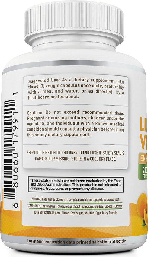 Liposomal Vitamin C 2100mg- 180 Capsules High Absorption Ascorbic Acid - Supports Immune System and Collagen Booster - Powerful Antioxidant High D...