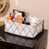Decorative Collapsible Rectangular Fabric Storage Bin Organizer Basket with Wooden Handles for Clothes Storage,12.6x8.7x4.7 inch,White...
