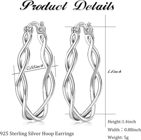 Milacolato 925 Sterling Silver Hoop Earrings Lightweight Twisted Irish Celtic Knot Dangle Earrings Hypoallergenic Boho Vintage Filigree Earrings f...