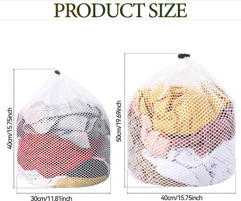 2 Packs Laundry Mesh Bags, Drawstring Net Laundry Bag for Washing Machine, Mesh Wash Bags Laundry Bags, Heavy Duty Dirty Clothes Washing Machine B...