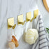 DELITON Adhesive Towel Hooks Gold - 4 Pack Towel Hook for Coat Robe Stick on Bathroom Wall Brushed Gold Finish Stainless Steel...