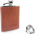 3oz Brown Red Leather Wrapped Hip Flask with a Funnel 18/8 Stainless Steel-YM102...