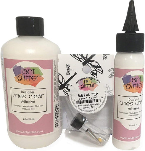 Designer Dries Clear Adhesive Bundle 8oz,2oz, Metal Tip...