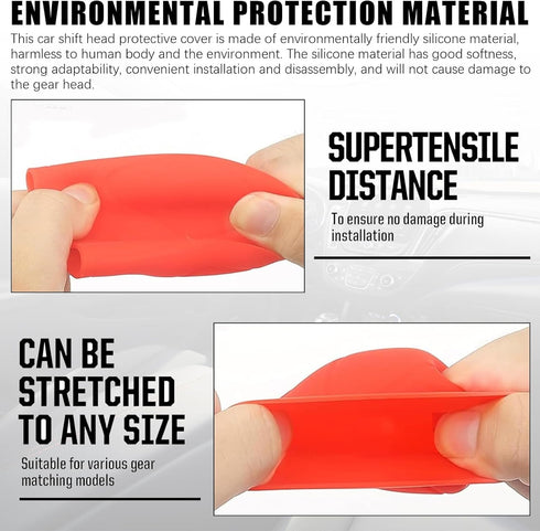 2 PCS Car Silicone Gear Shift Knob Cover, Flexible Anti-Slip Anti-Scratch Protector, Side Opening Design Shift Lever Decorative Accessories, Unive...