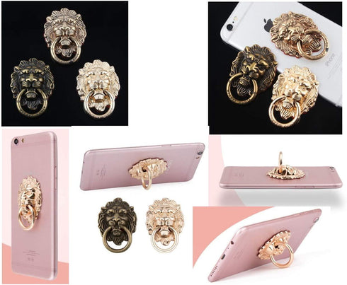 Lion Pattern Cell Phone Ring Stand Holder Colorful Cute Pattern Painted Universal Metal Buckle Finger Ring Kickstand Compatible Various Smartphone...