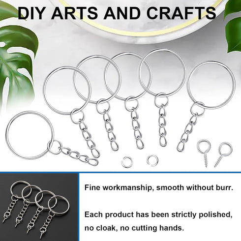 420Pcs 1" 25mm Key Chain Making Kit, Including Keychain Rings with Chain,Jump Ring and Screw Eye Pins Bulk for DIY Accessories for Keychains Jewel...