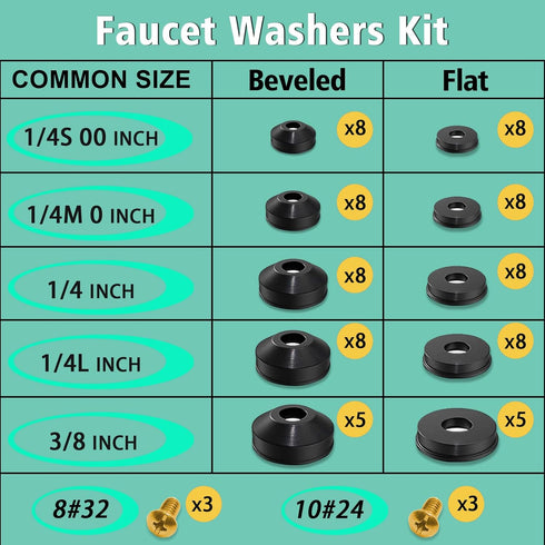 28 Size 560 Pcs Faucet Rubber Washers Kit and SAE O Ring Assortment Set for Assorted Plumbing Faucet Sealing Repair...