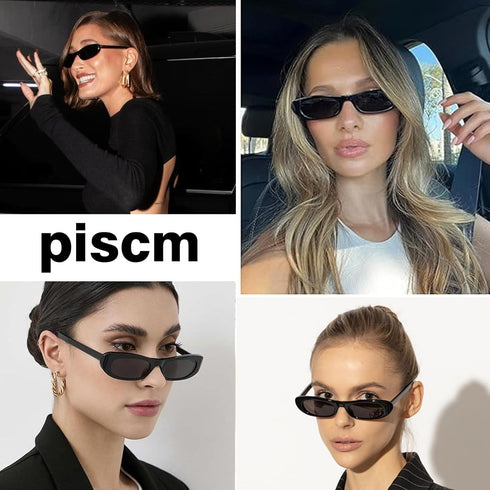 Trendy Oval Sunglasses for Women Men Fashion Narrow Tiny Glasses Retro 90s Skinny Sun Glasses Black Tortoise Shell...