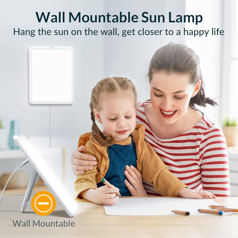 Light Therapy Lamp, Sun Lamp with 10000 Lux LED UV-Free, Seasonal Light for Happy Mood with 9 Adjustable Brightness & Timer, Wall Mountable, Flexi...