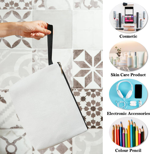 Blank DIY Makeup Bag for Women Accessories Organizer, Travel Essentials Canvas Cosmetic Bag with Zipper -DIY...
